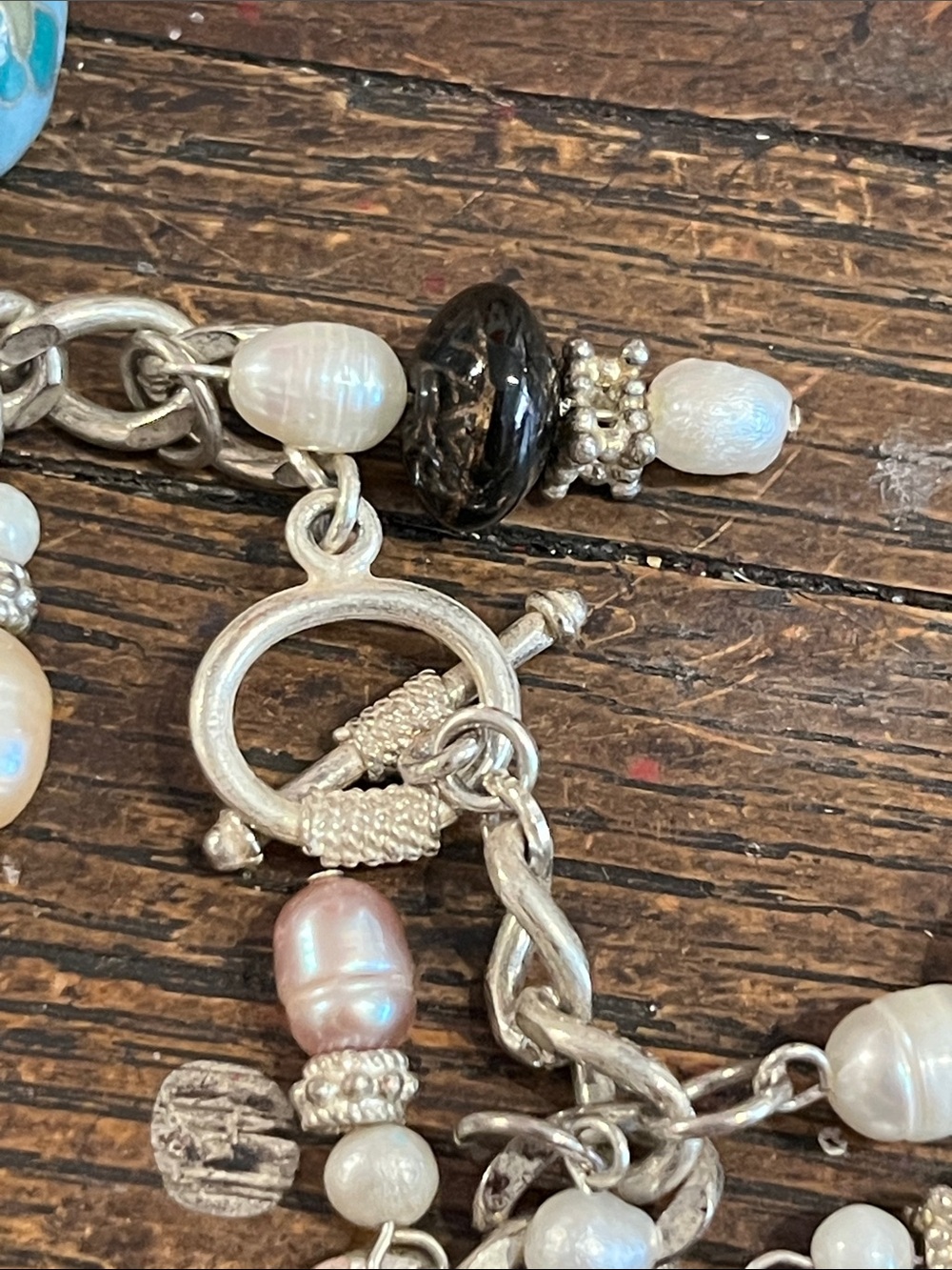 Artisan freshwater Pearl Charm Bracelet -cloisonné/enamel /milifori /charms - Picture 6 of 13